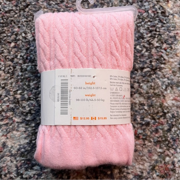 NEW Gymboree Pink Tights Cable-knit Size 14 Easter - Picture 2 of 6